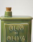 Olive Green Ceramic Oil Bottle