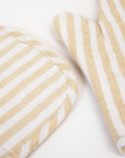 Yellow Striped Oven Glove and Pot Mat Set